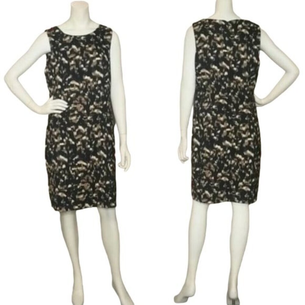 Connected Apparel Leopard Print Sheath Sleeveless Dress Womens Size 16